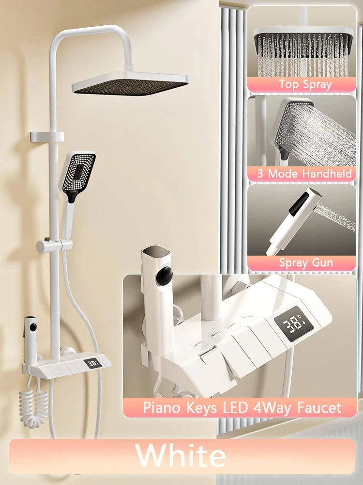 Bathroom Shower Led Display Piano Keys Bath Shower