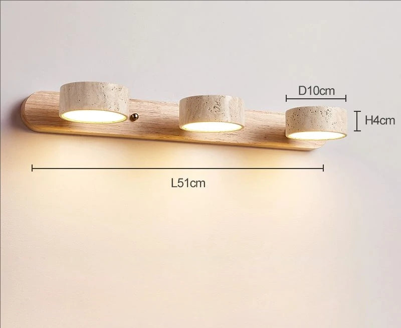 Rotatable Led Vanity Mirror Light Wabi Sabi Travertine