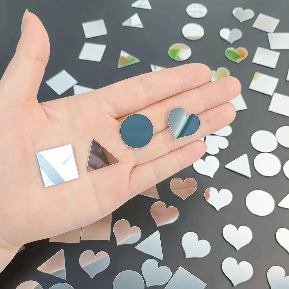 100pcs 5cm Diy Craft Mirror Stickers Leaf Shape