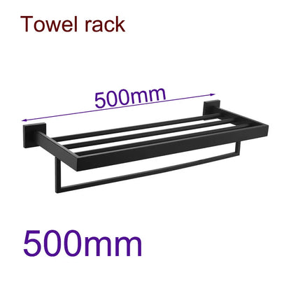 Black Bathroom Stainless Steel Wall Rack Towel Rack