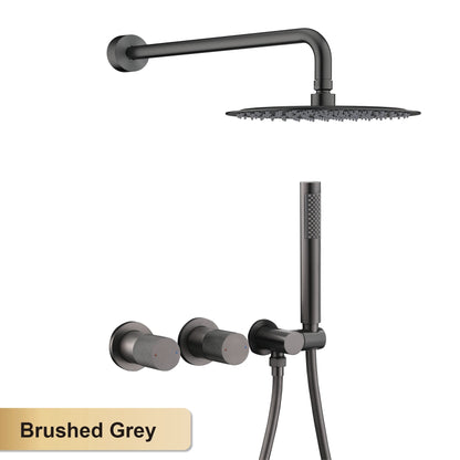 Luxury Bathroom Brass Gun Grey Wall-Mounted Shower System