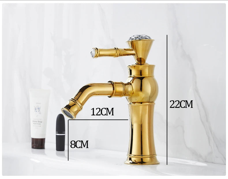 Chrome Basin Faucets Modern Gold Deck Mounted Bathroom