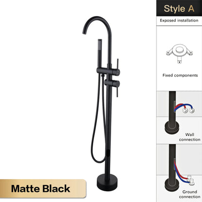 Aitana Luxury Black Brass Bathroom Faucet Floor Standing