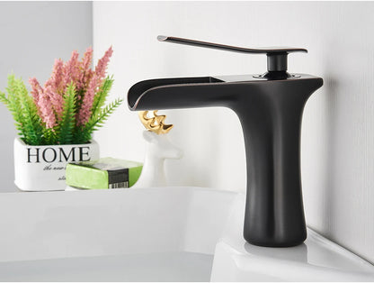 White Basin Faucet Waterfall Spout Bathroom Mixer Tap