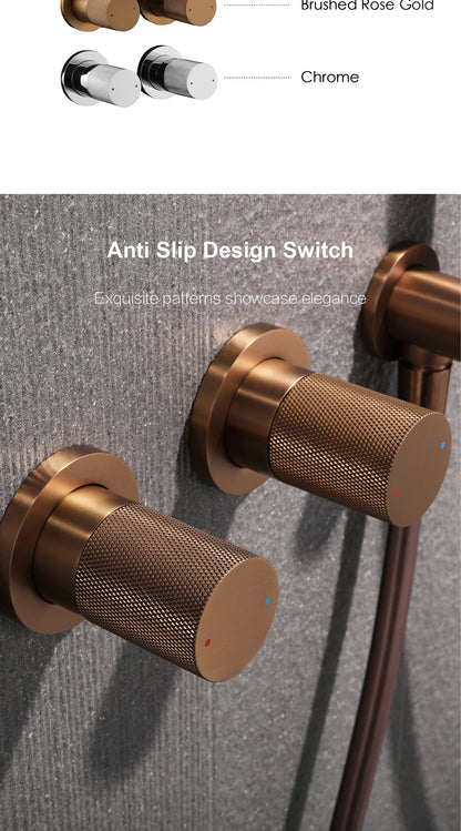 Modern Brass 2-Function Shower System Wall-Embedded Chrome Finish
