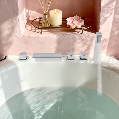 Silver Modern Bathroom Waterfall Faucet Wide Spout Anti-Splash