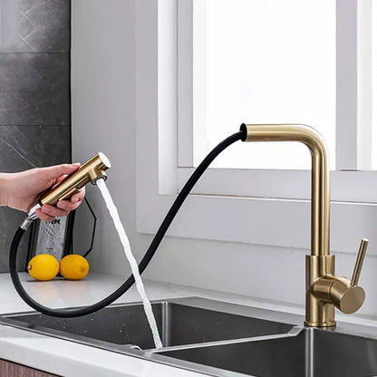 Brushed Gold Touch On Sink Faucets Pull Out