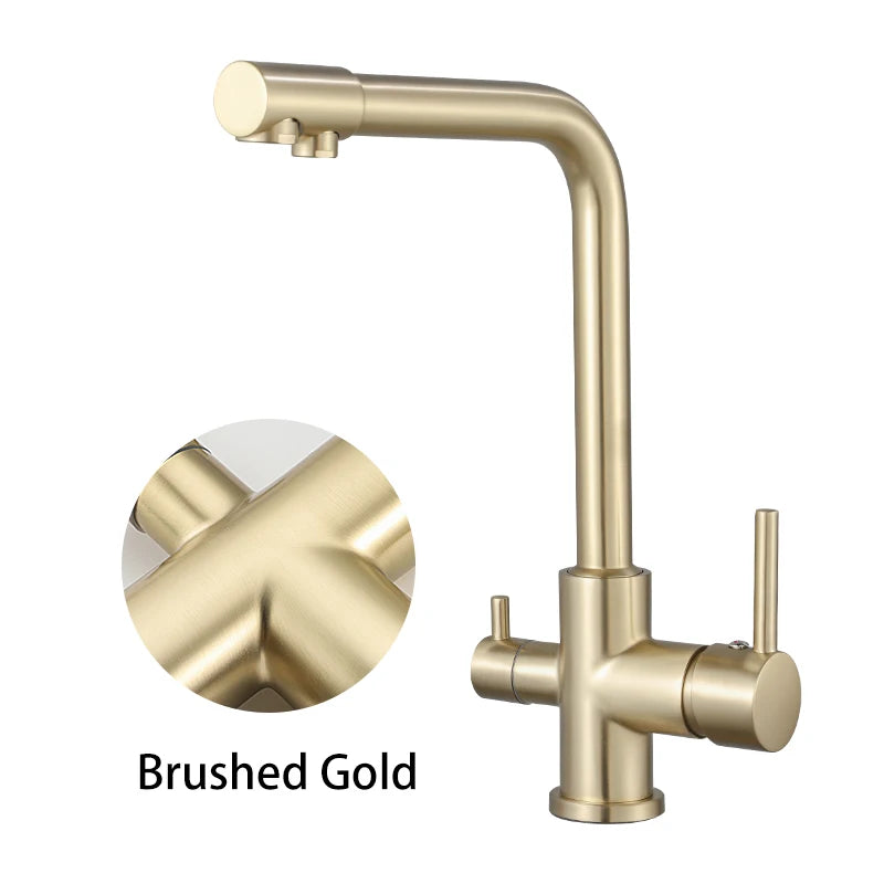Ula Filtered Faucet Gold Purifier Faucet Dual Sprayer