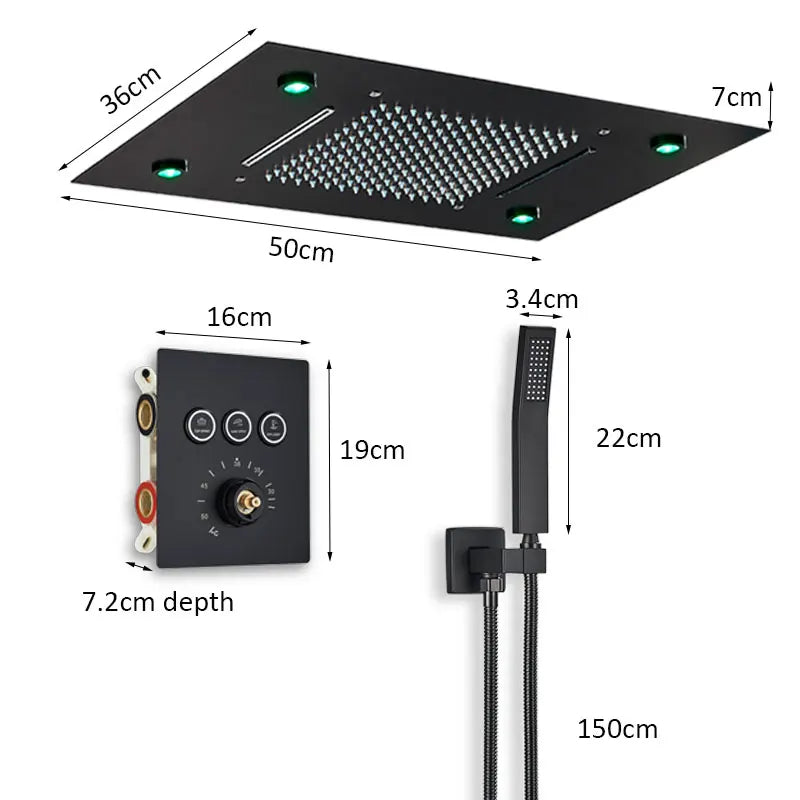 Thermostatic Luxury Shower Faucet Led Shower Ceiling Mount
