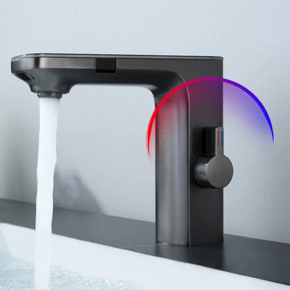 Gun Grey Smart Sensor Basin Faucet Digital Display