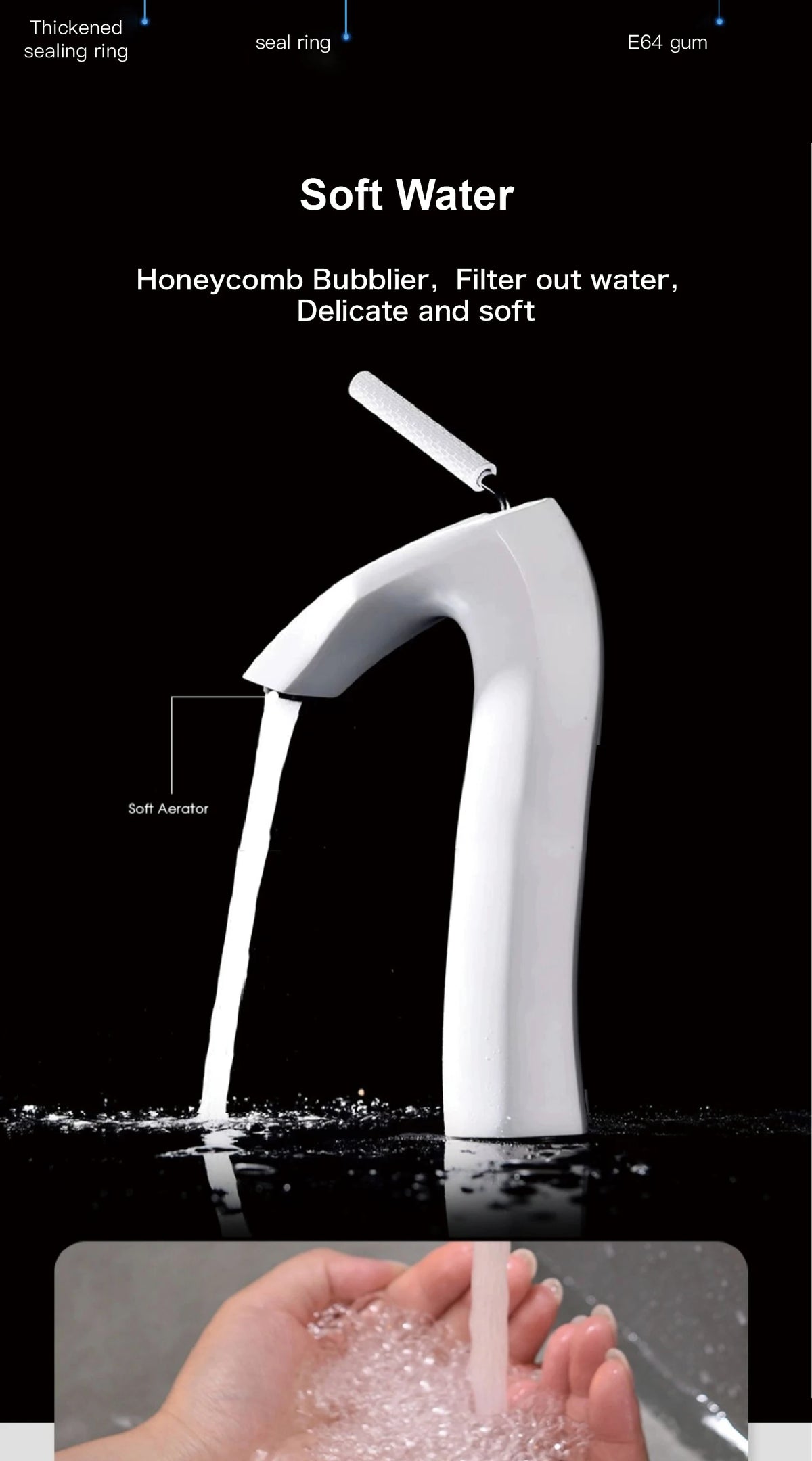 Luxury Brushed Gold Brass Bathroom Faucet Modern Ceramic