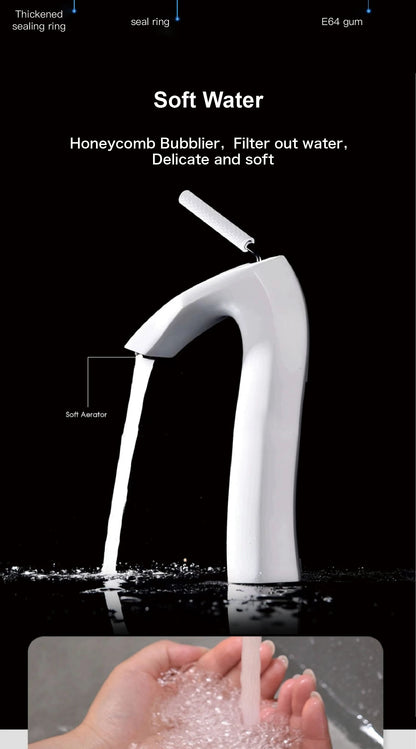 Luxury Brushed Gold Brass Bathroom Faucet Modern Ceramic
