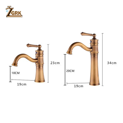 Zgrk Basin Faucets Antique Brass Sink Faucet Handle