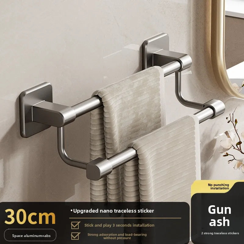 Adhesive Towel Rack 30-80cm Adjustable No Drill Bathroom