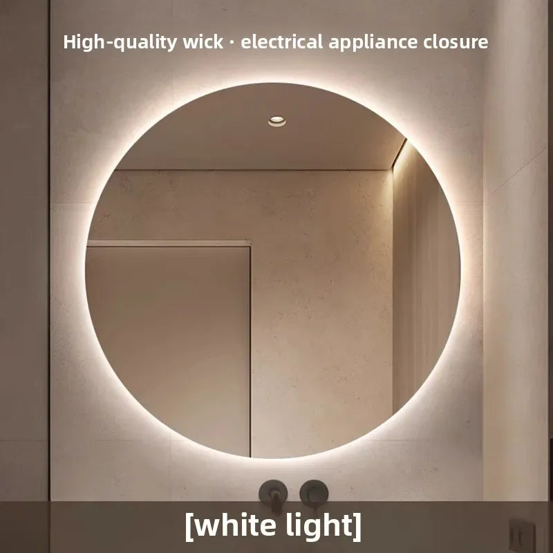 Mirror Round Mirror Wall-Mounted Smart Bathroom Mirror Led
