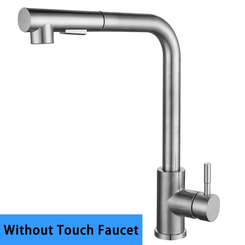 Brushed Gold Touch On Sink Faucets Pull Out