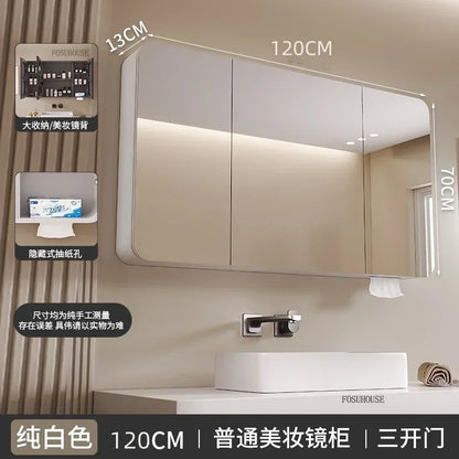 Minimalist Modern Arc-Shaped Smart Bathroom Mirror Cabinets