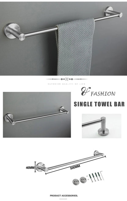 Brushed Nickel Bathroom Towel Bar Bath Robe Hook