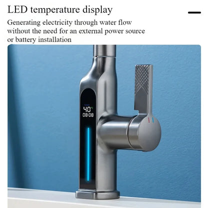 Gun Metal Gray Pull Out Faucet Ledtemperature Display
