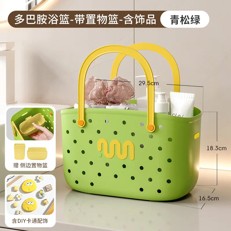 Bathroom Shower Caddy Storage Basket Handle Large Capacity