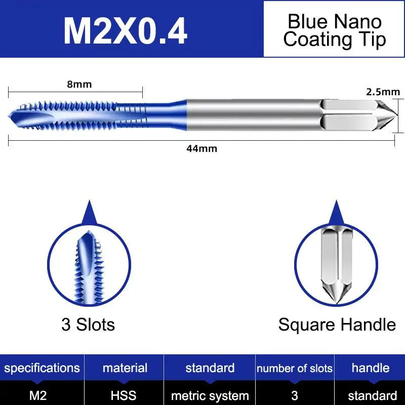 Azzkor Tip/Spiral/Straight Groove Tap M35 Cobalt Containing Blue