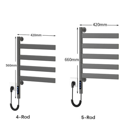 Black Electric Towel Rack Bathroom Temperature Time Smart