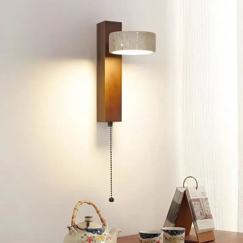 Rotatable Spanish Natural Limestone Round Led Wall Lamp