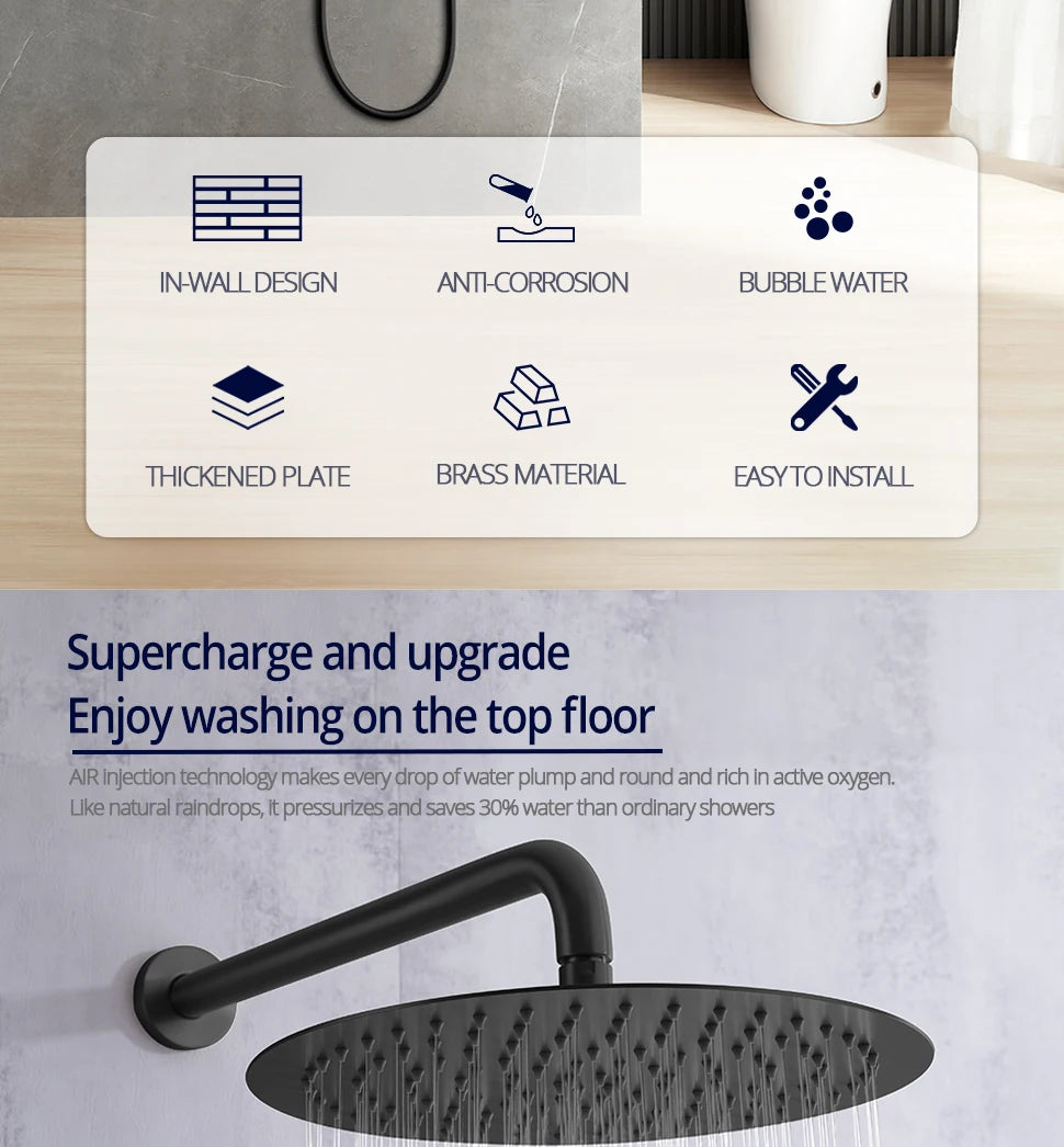 10 Inch Gunmetal Shower System Function Shower Faucet