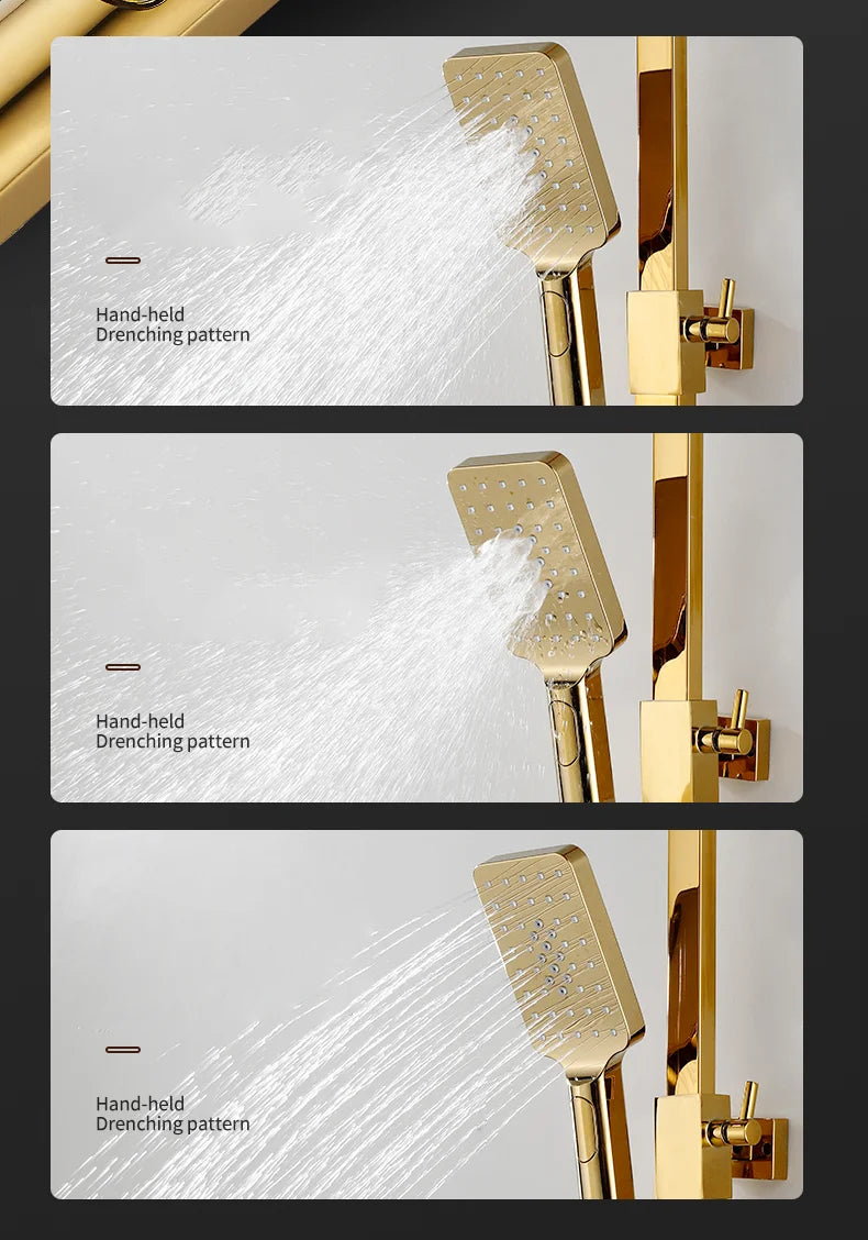 Gold Piano Digital Display Bathroom Shower Brass Bathroom