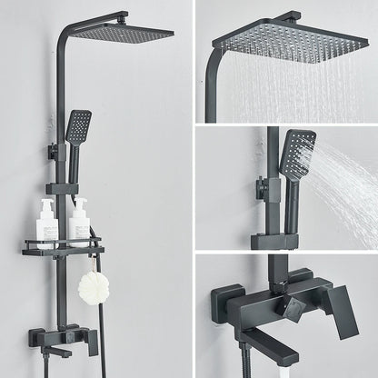 Black Chrome 3/4-Way Shower Faucet Rainfall Shower Cold