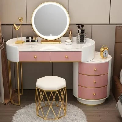 Pink White Vanity Table Women Luxury Nail European