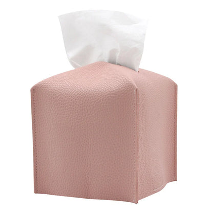 Modern Pu Leather Square Tissue Box Cover Holder-Decorative