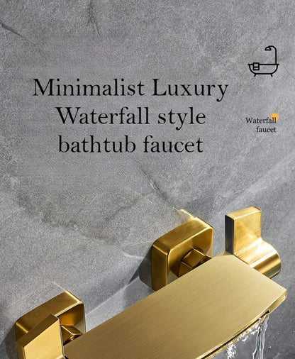 Brushed Gold Bath Shower Faucet Brass Bathtub Faucet