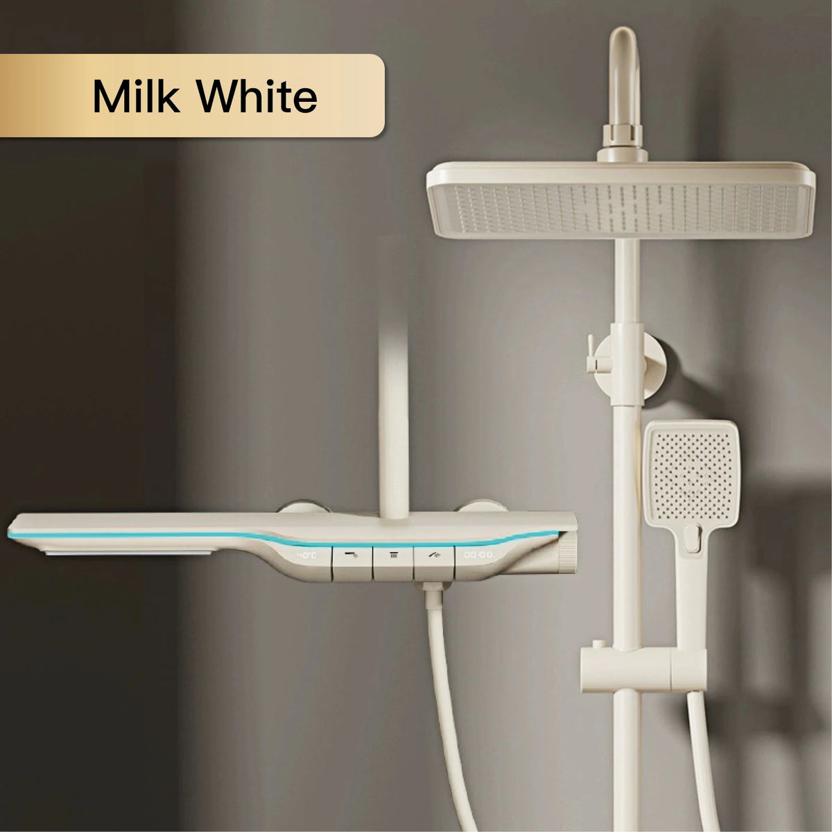 Luxury Brass Gun Gray Shower System Intelligent Led