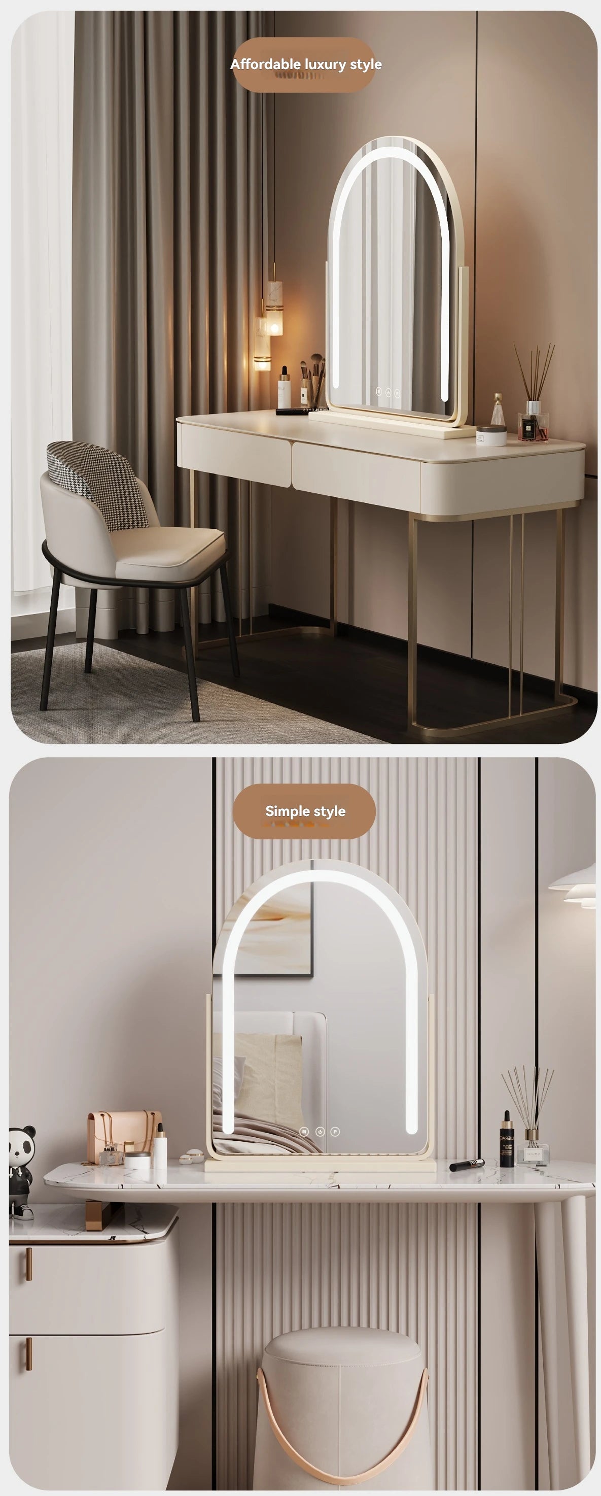 Large Arch-Shaped Makeup Mirror Led Light Desktop Vanity