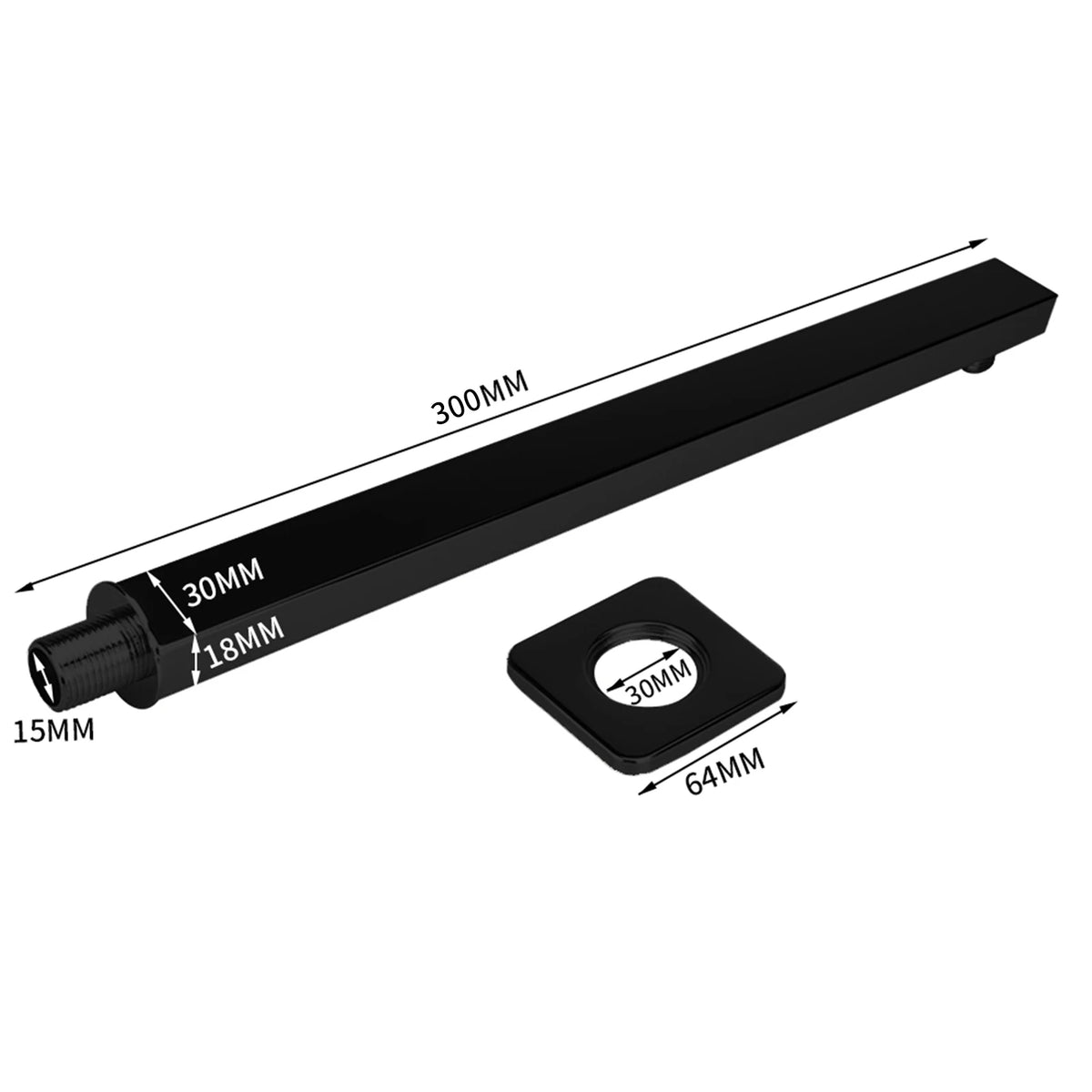 30/40cm Wall-Mounted Stainless Steel Extension Shower Arm
