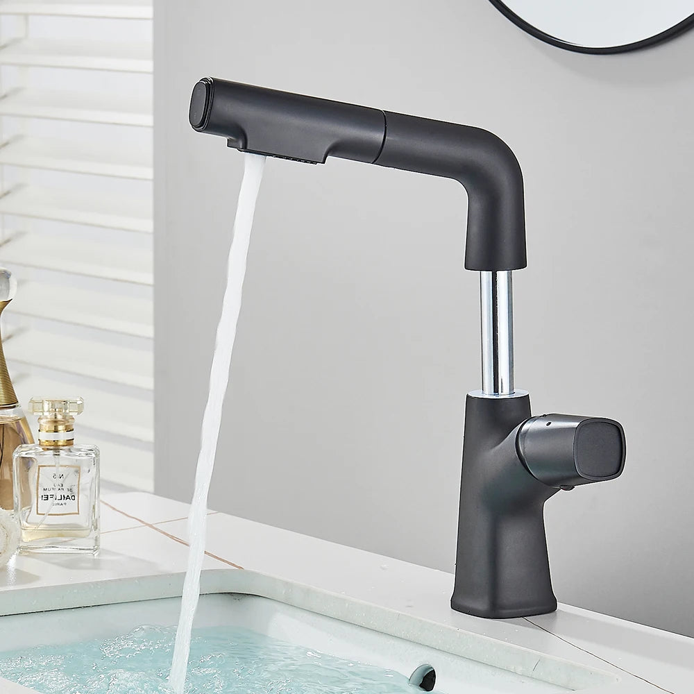 Bathroom Sink Faucet Lift Up Down Stream Sprayer