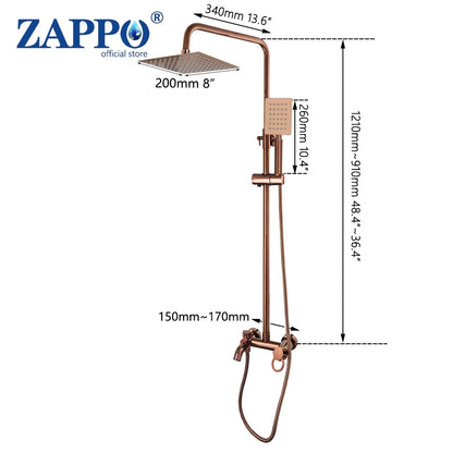 Zappo Solid Brass Rose Golden Shower Faucet Pink