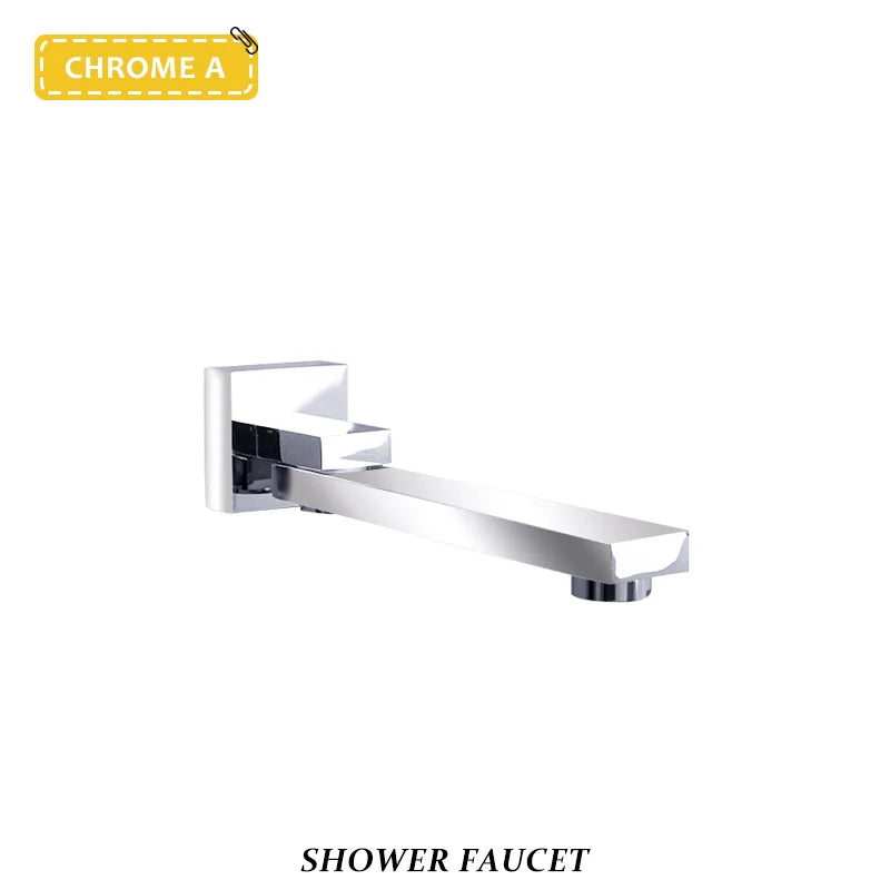 Brass Brushed Gold Mixer Faucet Wall-Mounted Round Square