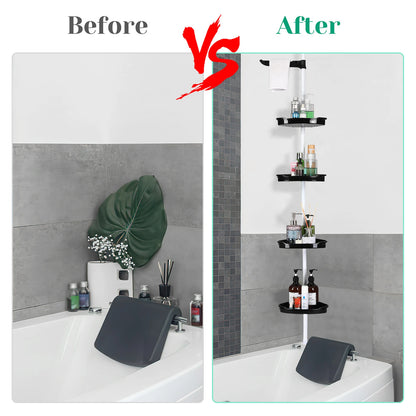 Corner Shower Caddy Tension Pole 4-Tier Adjustable Shelves