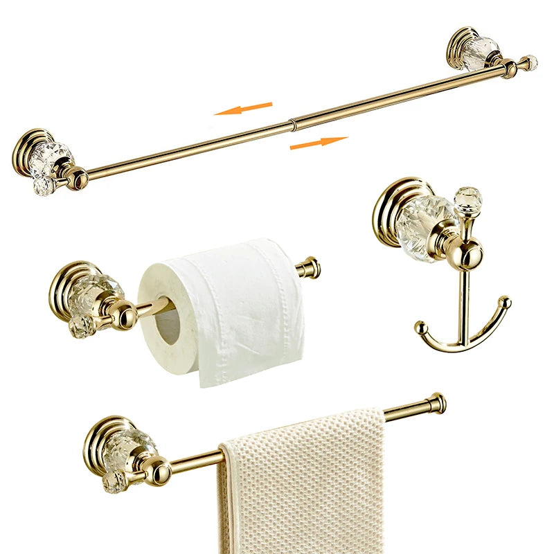 Ellen Golden Crystal Bathroom Hardware Adjust Towel Rack
