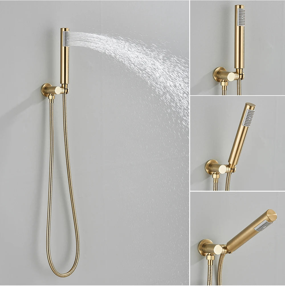Brushed Gold Handheld Shower Bathroom Shower Faucet &