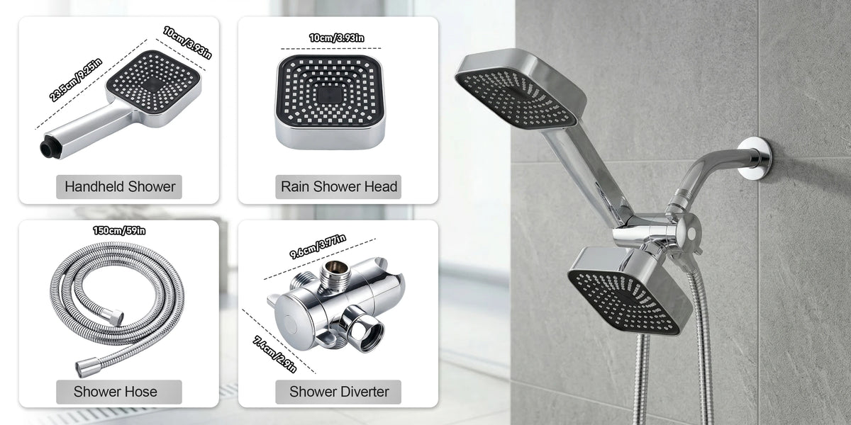 High-Flow 2-In-1 Wall-Mounted Handheld Shower Head Rain Shower