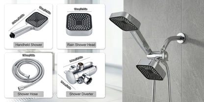 High-Flow 2-In-1 Wall-Mounted Handheld Shower Head Rain Shower