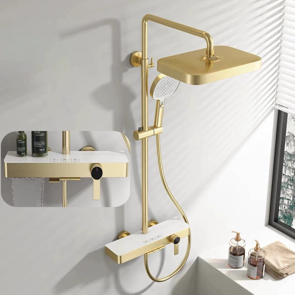 Brushed Gold Cold Bathroom Shower 12 Inch Rain