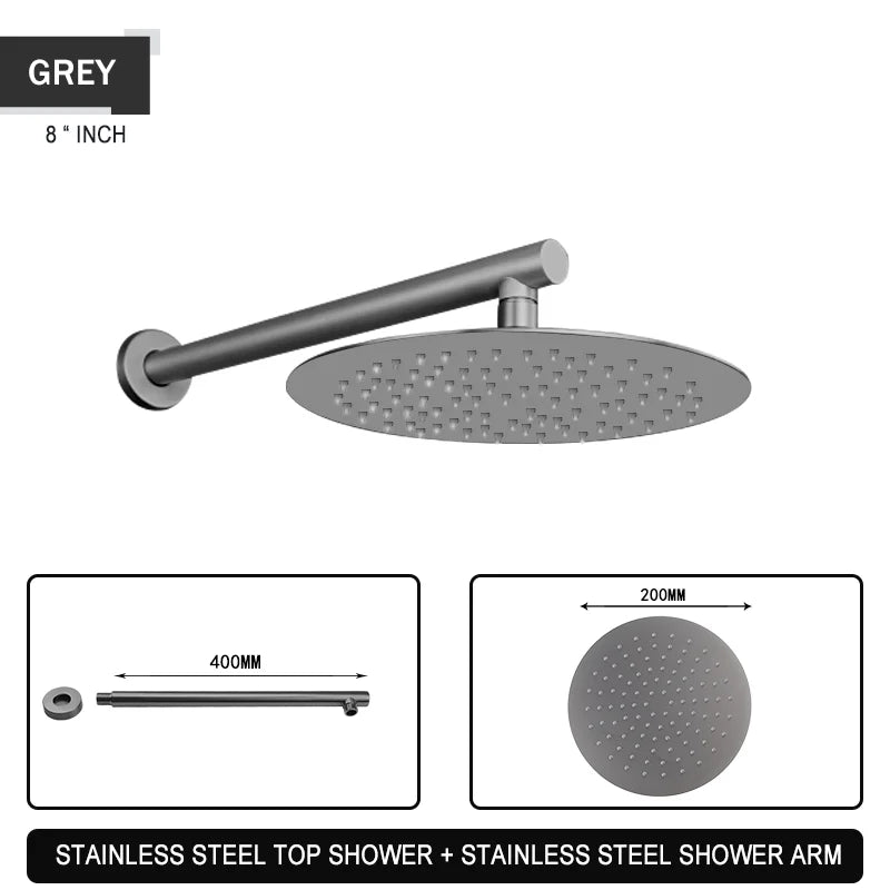 Brushed Gold Black Chrome Grey Overhead Shower Head
