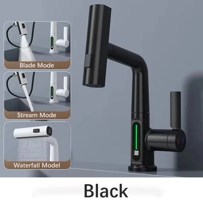Zappo Gold Waterfall Faucet Roman Handheld Shower Deck
