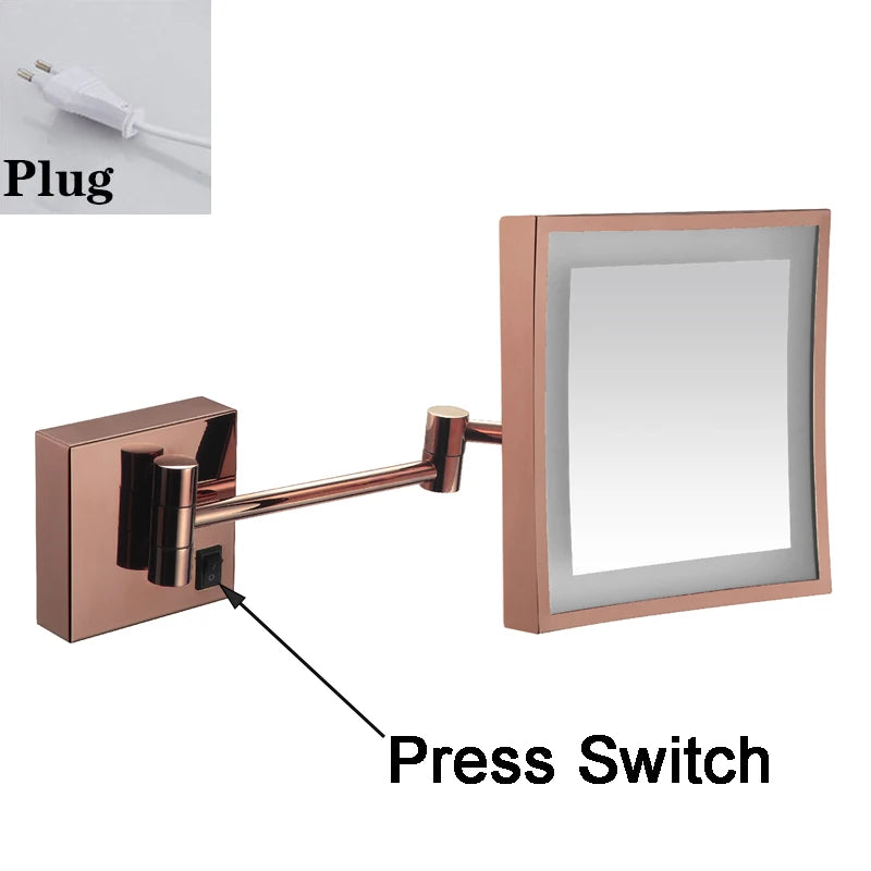 Square Touch Bathroom Mirror Wall Mounted Lighted Bathroom