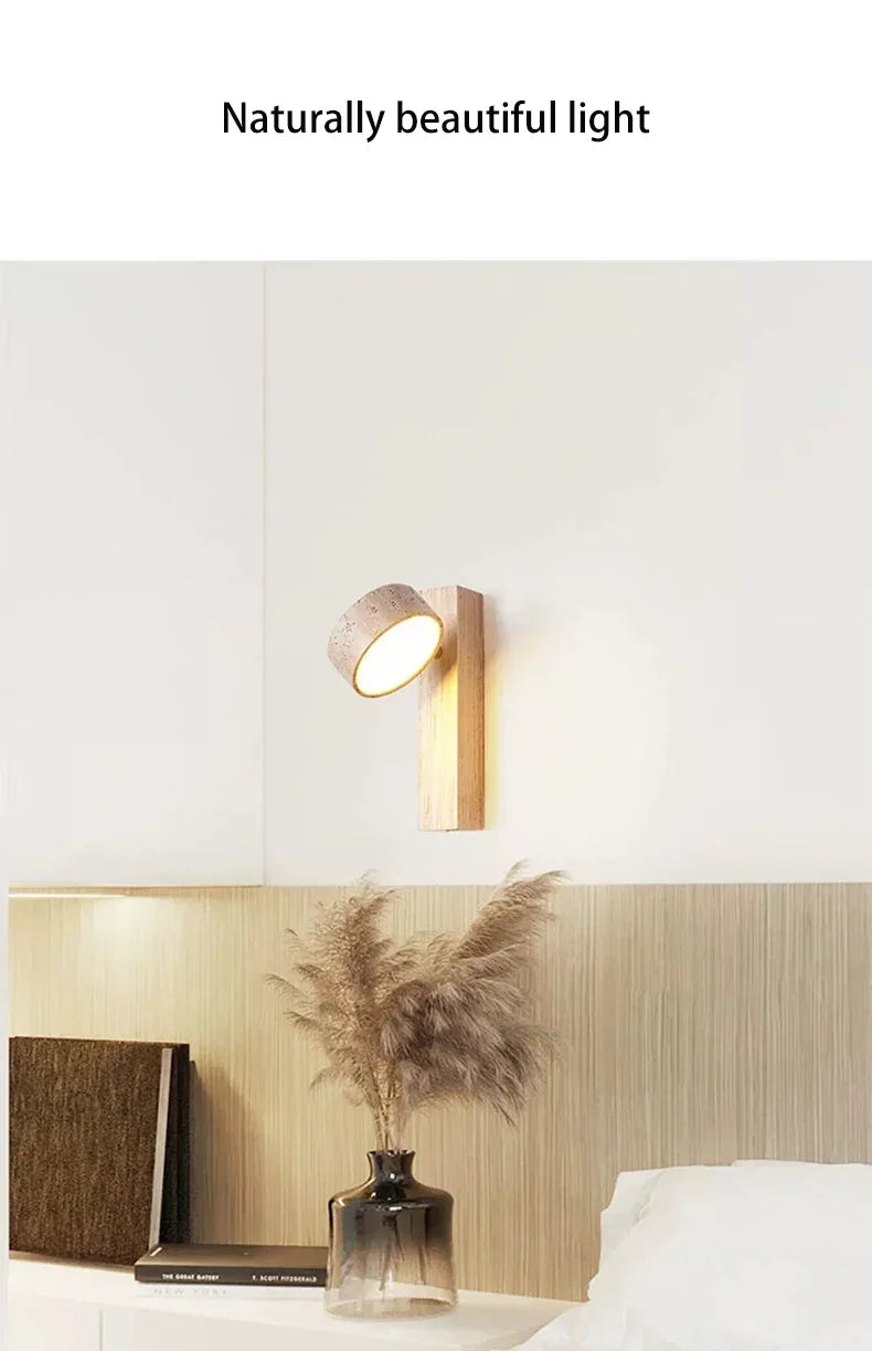 Nordic Travertine Stone Wall Lamps Rotatable Mirror Light
