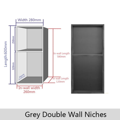 Stainless Steel Recessed Wall Niche Black Gold Bathroom